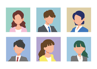 ビジネス人物四角アイコンセット