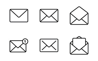 envelope icon set, mail symbol vector