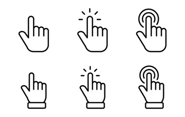 Hand click icon set. hand cursor icon vectors	