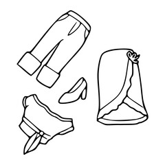 women's fashion clothing and accessories vector set