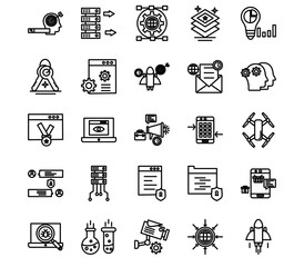 Simple Collection of Vector Line Icons Related to Business Management. Contains Icons such as Inspector, Personal Qualities, Employee Management