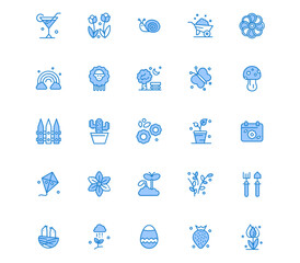 Fototapeta premium Creative Spring 25 Blue icon pack Such As mushroom. spring. butterfly. park. bench