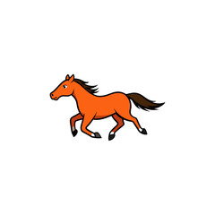 realistic horse galloping fast on white background