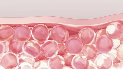 Essence penetrates deep skin cells, activates skin cell regeneration, support sagging skin, eliminates facial wrinkles, pink cells, concept skin care beauty.Cosmetic ads, 3D animation. - Powered by Adobe