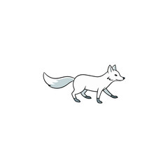 Fototapeta premium realistic snow fox running across tundra on white 