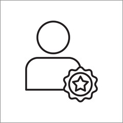 Account with medal icon. Profile avatar with award sign. icon symbol of success, businessman, winner, victory, win, awarded, rewarded, champion, achieved, achievement. vector illustration., 