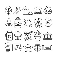 Vector set of nature icon illustration perfect for eco-friendly projects and web design elements