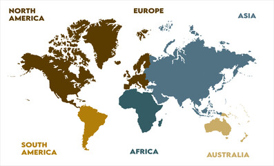 Naklejka premium Global map-04, modern world map graphic, Countries Silhouettes Stock Illustrations, Vectors