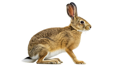 Obraz premium Alert European Hare with Brown Fur and Long Ears in Profile View