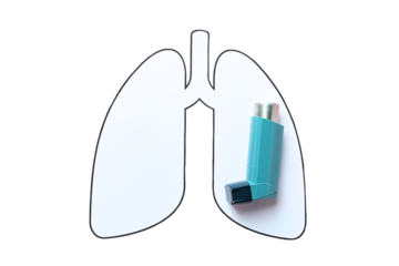 Inhaler by lung illustration, isolated on white, PNG