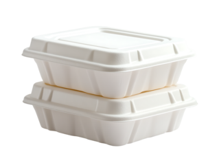 Stack of Closed White Foam Takeout Food Containers