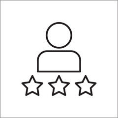 Person with three star icon. Success achievement icon. Icon symbol of win, victory, achievement, reward, prize. Vector illustration