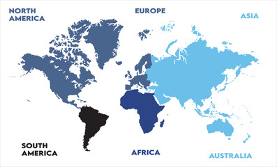 Naklejka premium Minimalist map-01, modern world map graphic, Countries Silhouettes Stock Illustrations, Vectors