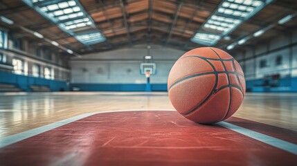 Naklejka premium basketball on the basketball court