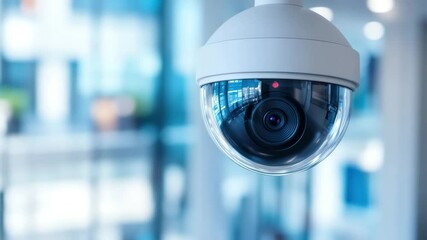Surveillance camera dome indoor technology with advanced lens monitoring and protection for modern security system ensuring safety and clear video observation control equipment device - Powered by Adobe