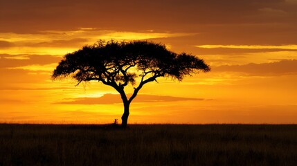 Solitary Tree Standing Tall in Expansive Open Field Under Clear Blue Sky Symbolizing Resilience and Nature's Beauty in a Tranquil Rural Landscape