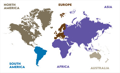 Naklejka premium Political map-12, modern world map graphic, Countries Silhouettes Stock Illustrations, Vectors