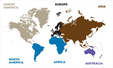 Political map-14, modern world map graphic, Countries Silhouettes Stock Illustrations, Vectors
