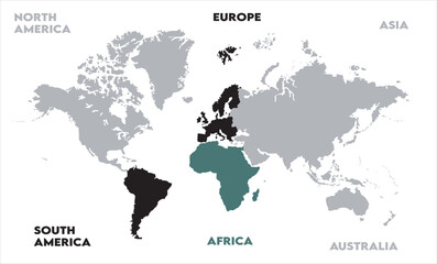 Fototapeta premium Watercolor map-08, modern world map graphic, Countries Silhouettes Stock Illustrations, Vectors