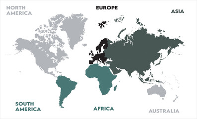 Watercolor map-14, modern world map graphic, Countries Silhouettes Stock Illustrations, Vectors