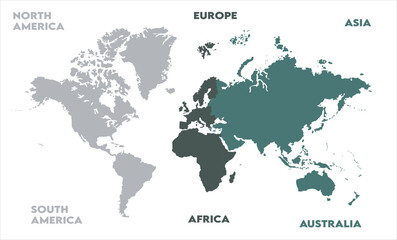 Naklejka premium Watercolor map-15, modern world map graphic, Countries Silhouettes Stock Illustrations, Vectors