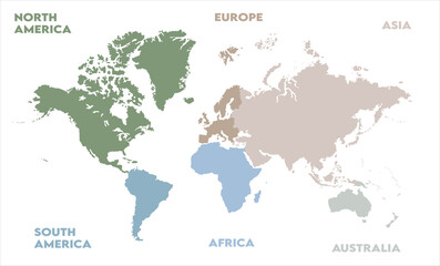 Naklejka premium World map graphics-05, modern world map graphic, Countries Silhouettes Stock Illustrations, Vectors