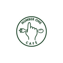 Number one with finger pointer gesture cafe logo