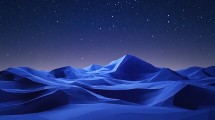 Fototapeta premium Low poly 3D image of sand dunes in night sky