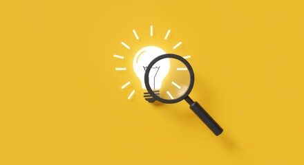 A lightbulb illuminated by a magnifying glass
