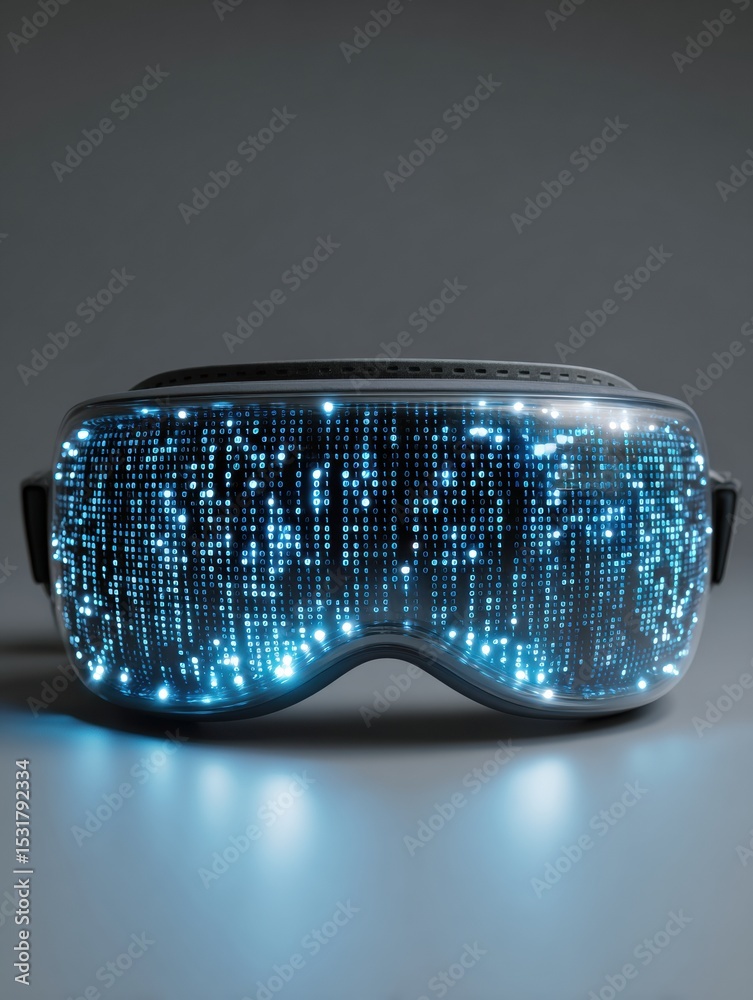 Poster virtual reality headset illuminating innovative technology with digital interface glimmering in a mo