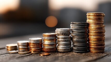 Financial Growth: Stacked Coins Representing Savings and Investment