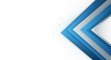 Abstract geometric design with layered blue and gray arrows