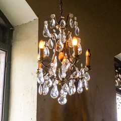 Elegant Crystal Chandelier in Luxurious Interior Setting – Classic Decorative Lighting Fixture