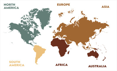 Obraz premium World map Illustration-05, modern world map graphic, Countries Silhouettes Stock Illustrations, Vectors