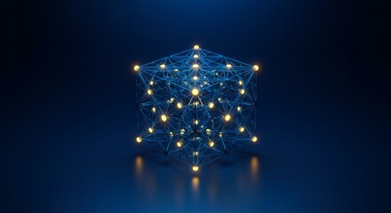 Abstract glowing cube network