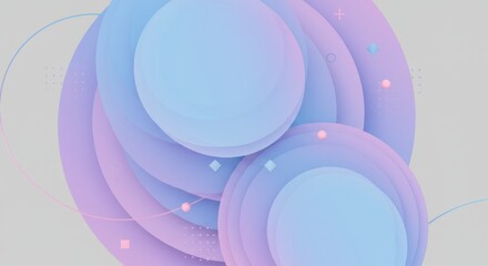 Abstract layered circles in pastel colors