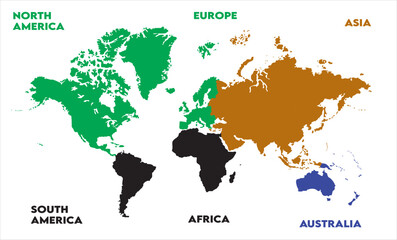 Naklejka premium World map Images-07, modern world map graphic, Countries Silhouettes Stock Illustrations, Vectors
