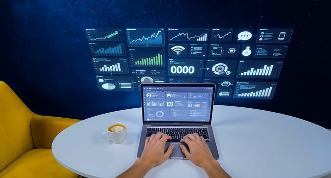Data Analytics: Business Dashboard on Laptop
