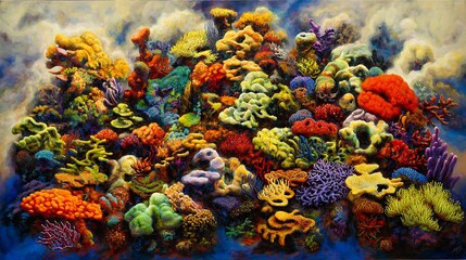 Vibrant coral reef fantasy world artwork