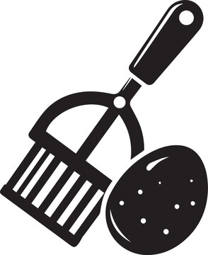 black potato masher and potato clip art preview