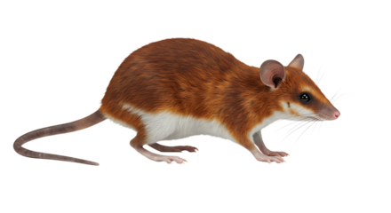 Chestnutcolored Mouse with White Underbelly Profile View