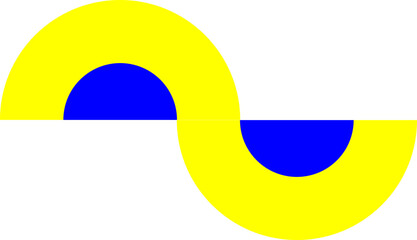 Simple flat shape in yellow and blue