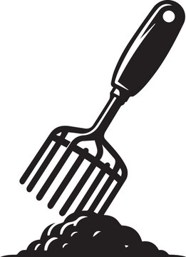 black garden fork digging in soil clip art preview