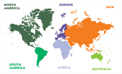 Naklejka premium World map-01, modern world map graphic, Countries Silhouettes Stock Illustrations, Vectors