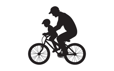 Fototapeta premium Father's Day silhouette of a girl riding a bicycle