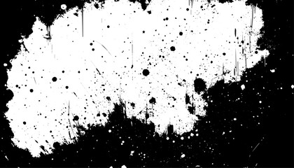 Grunge Ink Drip Splatter Texture Background in Black and White