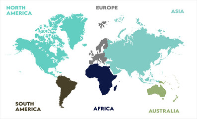 Naklejka premium World map-06, modern world map graphic, Countries Silhouettes Stock Illustrations, Vectors