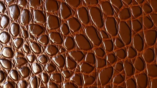 close up of crocodile leather texture in brown and dark tones moving in slow motion