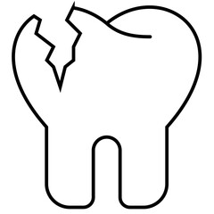 Broken Tooth outline icon