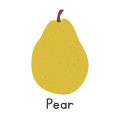 Pear flat vector illustration. Pear cartoon clipart style isolated on white background. Common fruit Pome and Apple-like fruit concept